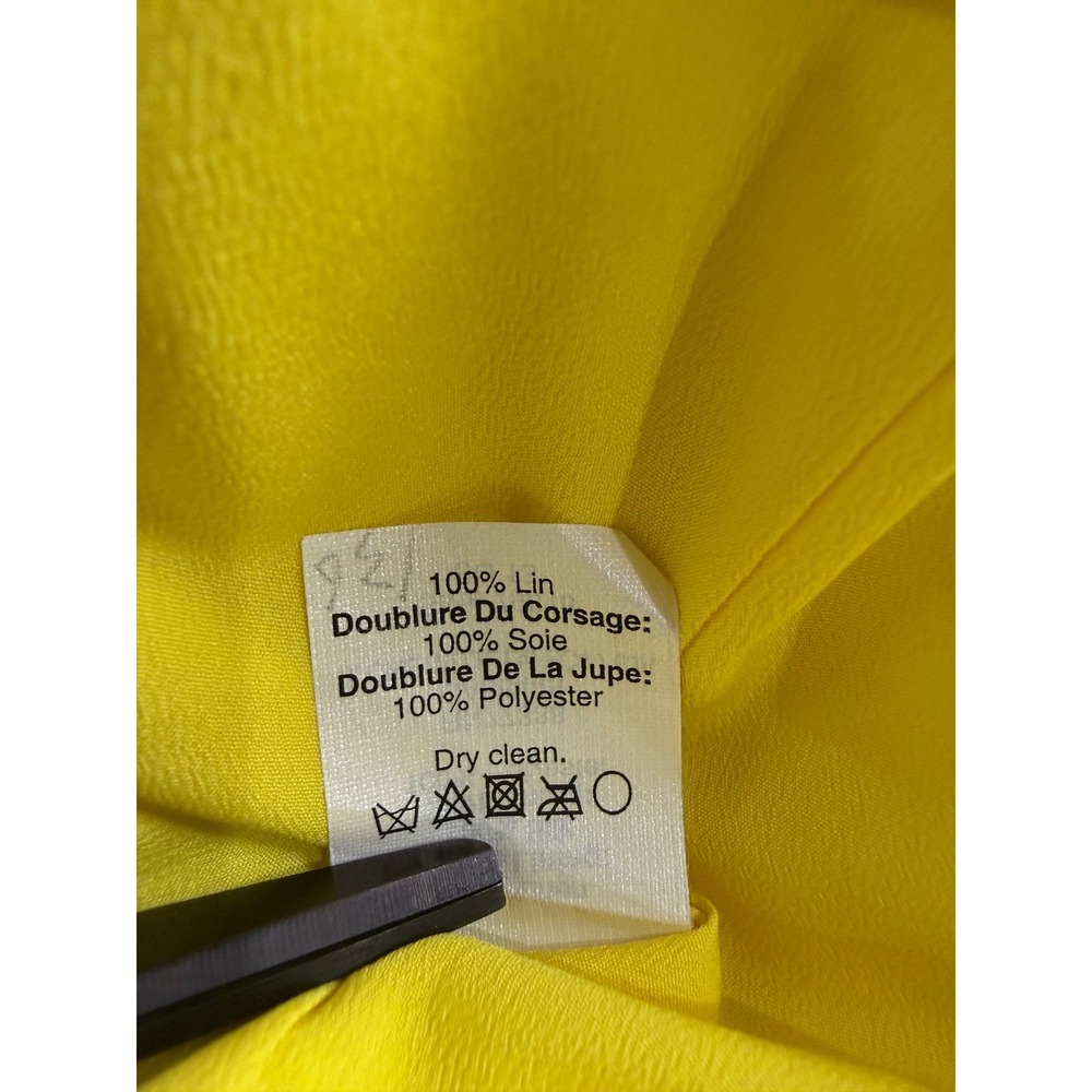 J.Crew Citron Yellow Linen Twist Front Sheath‎ Dress Silk Lined 79818 Size 2 - Picture 6 of 6